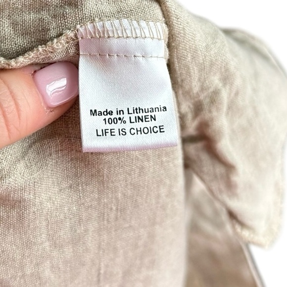 Flax Relaxed Fit Beige High Waisted 100% Linen 26” Pants Size Small NWOT - Picture 8 of 11